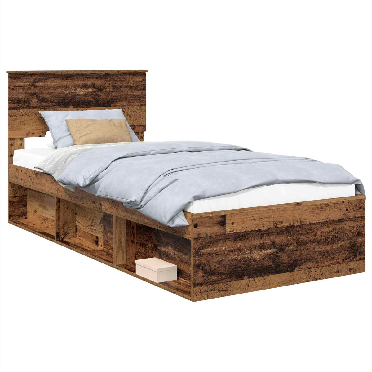 Bed Frame with Headboard 90 x 200 cm Engineered wood Old wood