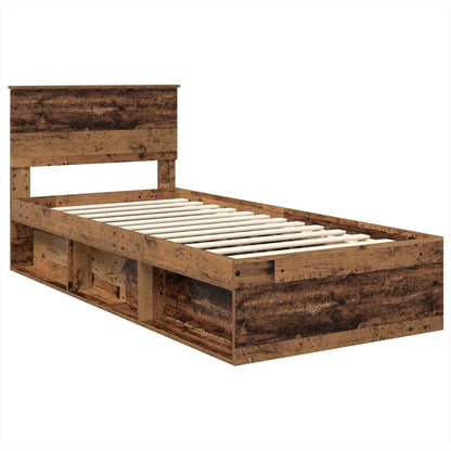 Bed Frame with Headboard 90 x 200 cm Engineered wood Old wood