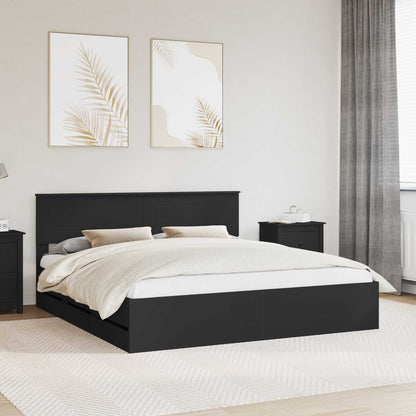 vidaXL Bed Frame with Drawer Black 180 x 200 cm Engineer Wood 1