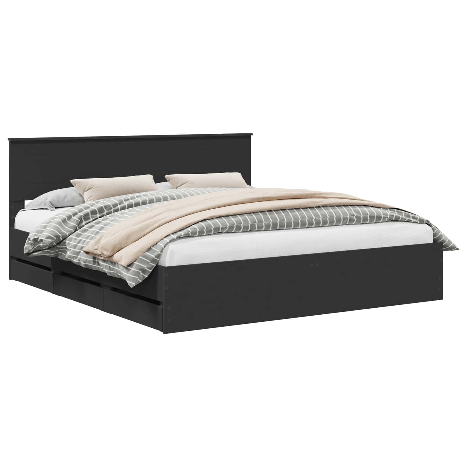 vidaXL Bed Frame with Drawer Black 180 x 200 cm Engineer Wood 2