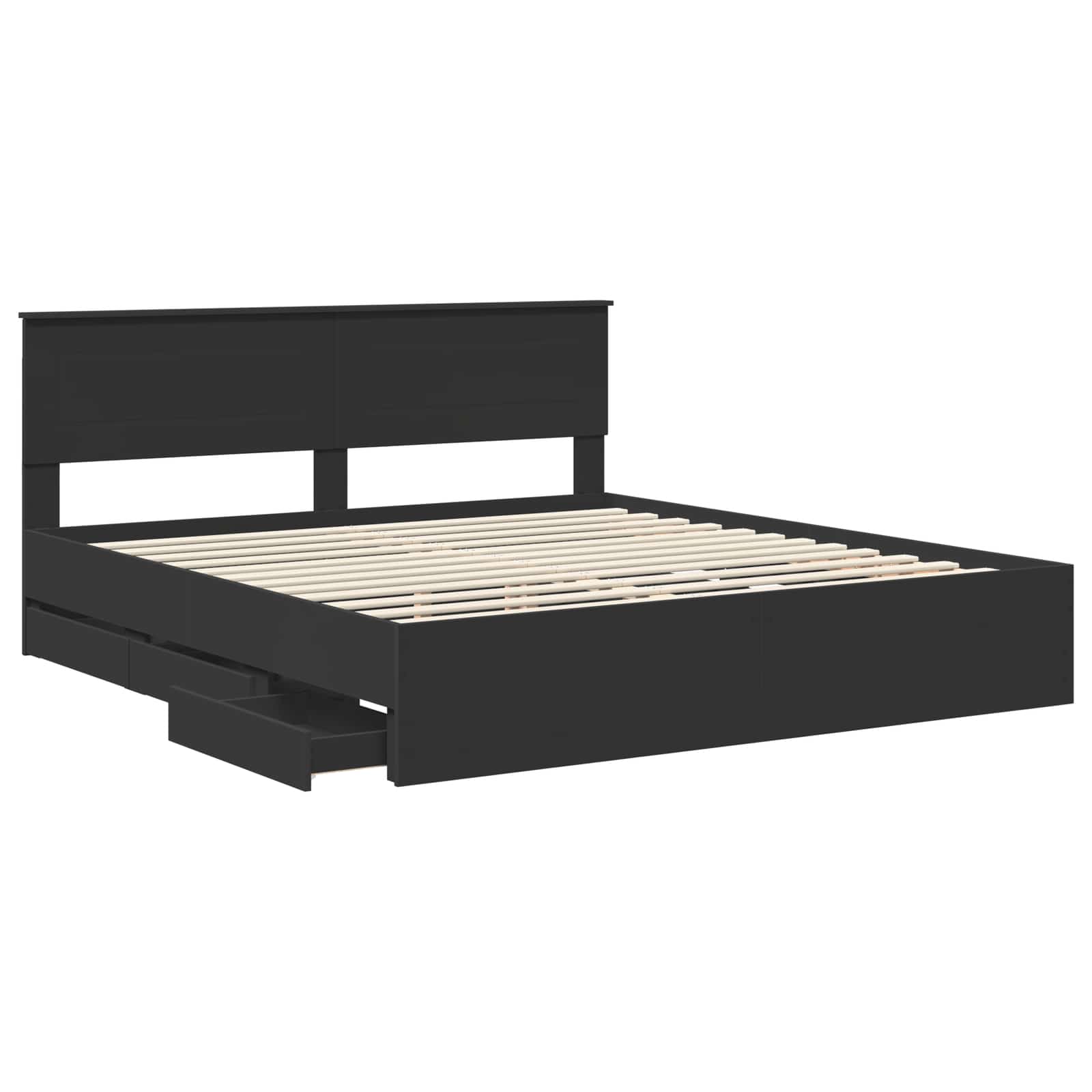 vidaXL Bed Frame with Drawer Black 180 x 200 cm Engineer Wood 5