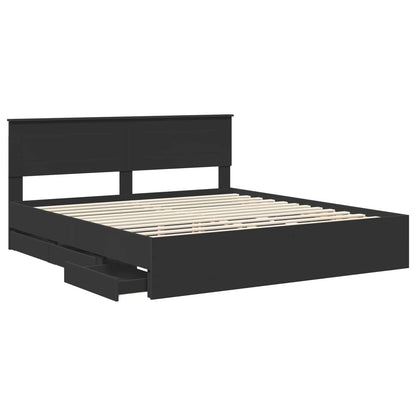 vidaXL Bed Frame with Drawer Black 180 x 200 cm Engineer Wood 5