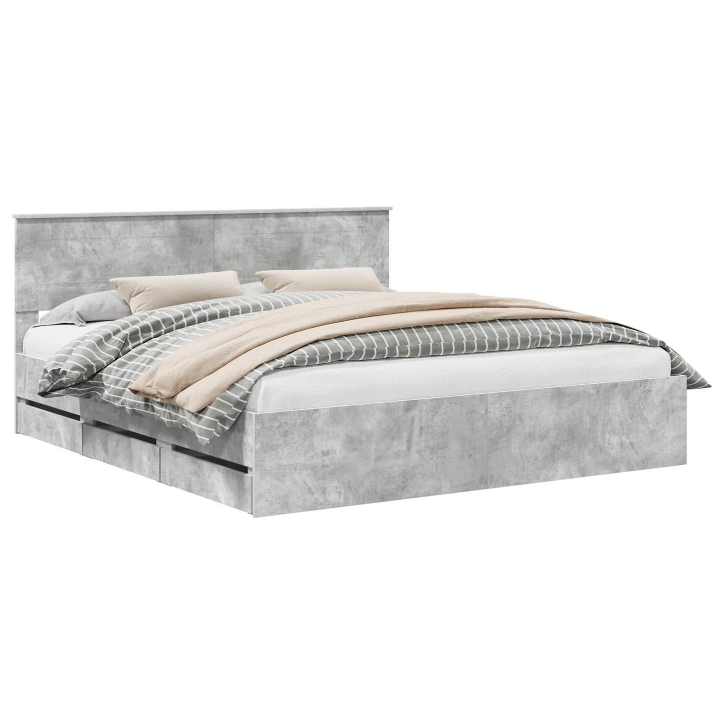 vidaXL Bed Frame with Drawer Concrete Grey 180 x 200 cm Engineer Wood 2