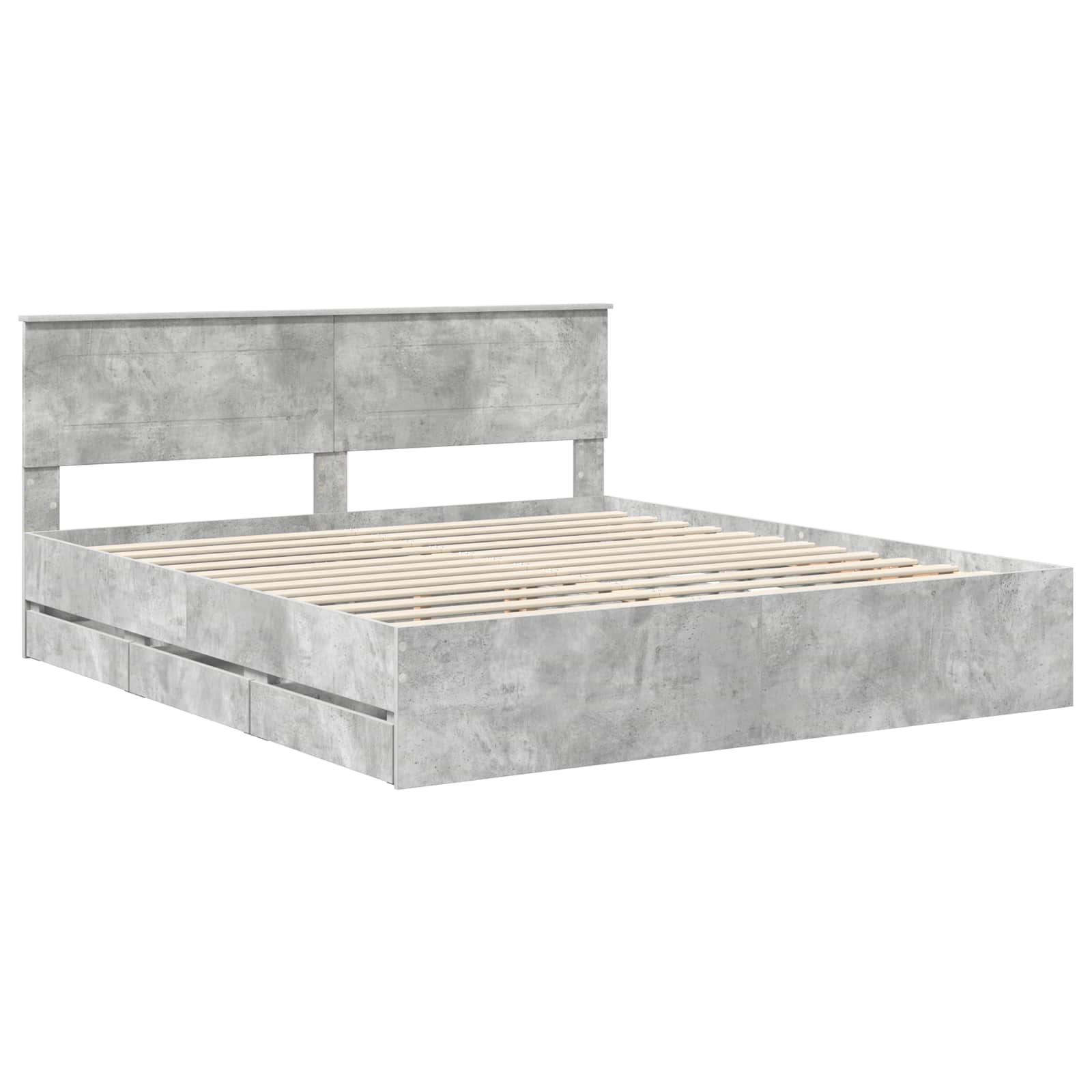 vidaXL Bed Frame with Drawer Concrete Grey 180 x 200 cm Engineer Wood 4