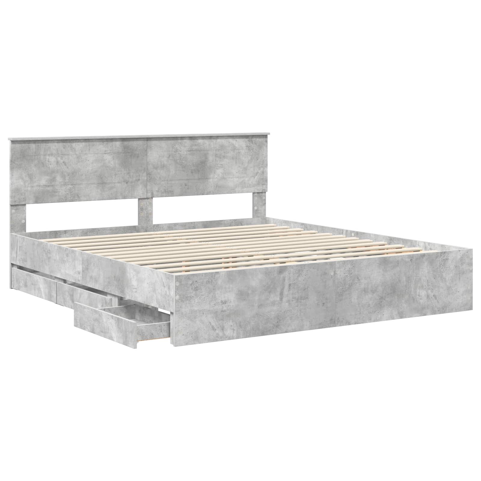 vidaXL Bed Frame with Drawer Concrete Grey 180 x 200 cm Engineer Wood 5