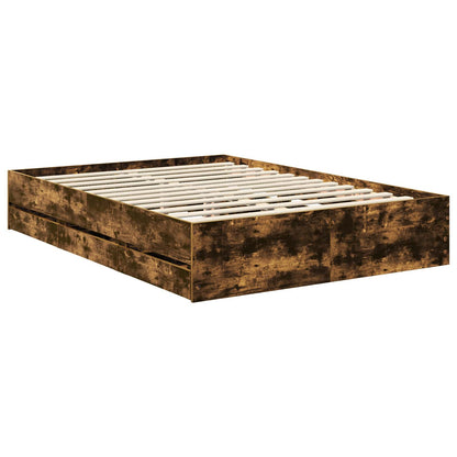 vidaXL Bed Frame with Drawer Smoked Oak 140 x 190 cm Engineer Wood 6