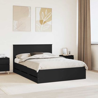 vidaXL Bed Frame with Drawer Black 140 x 200 cm Engineer Wood 1