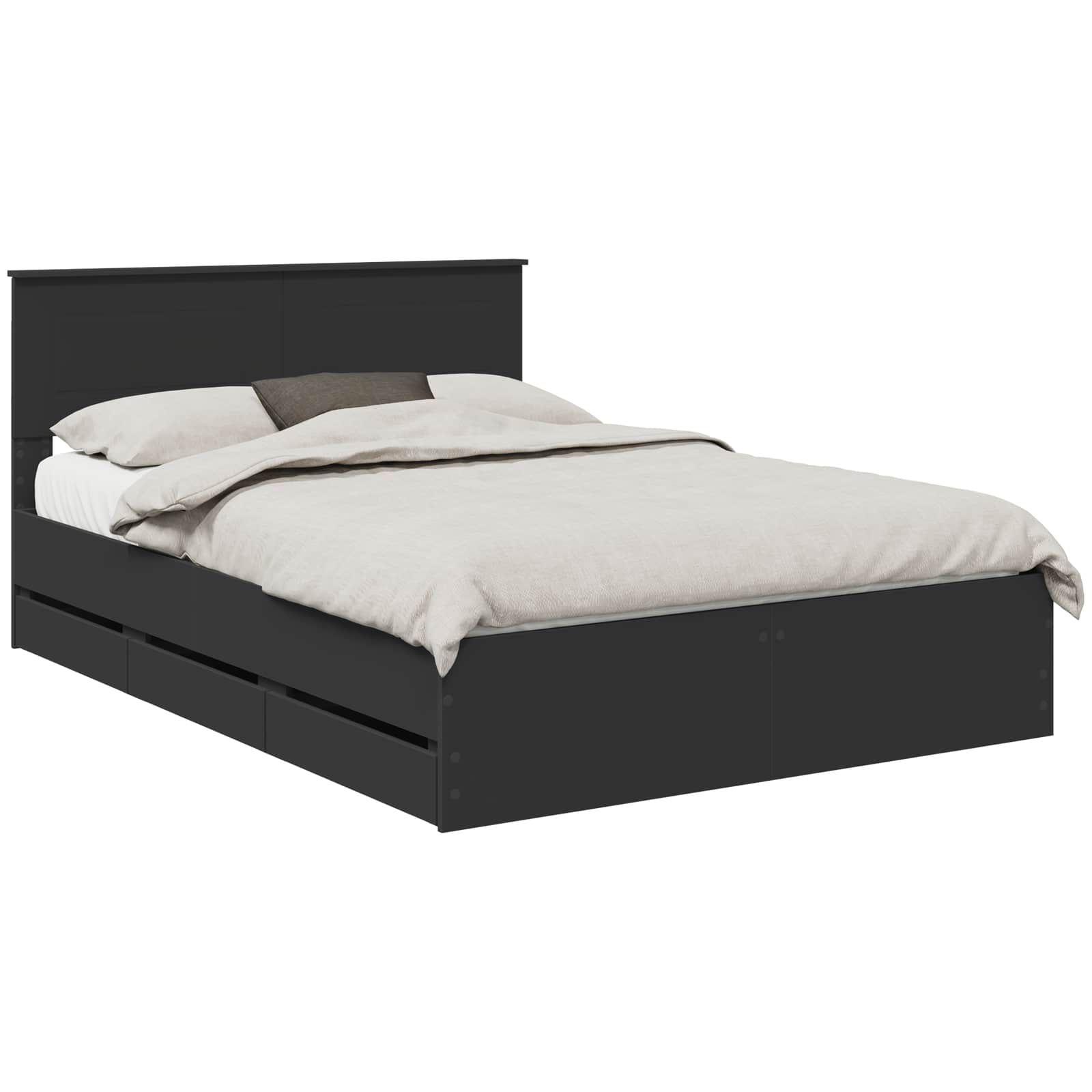 vidaXL Bed Frame with Drawer Black 140 x 200 cm Engineer Wood 2