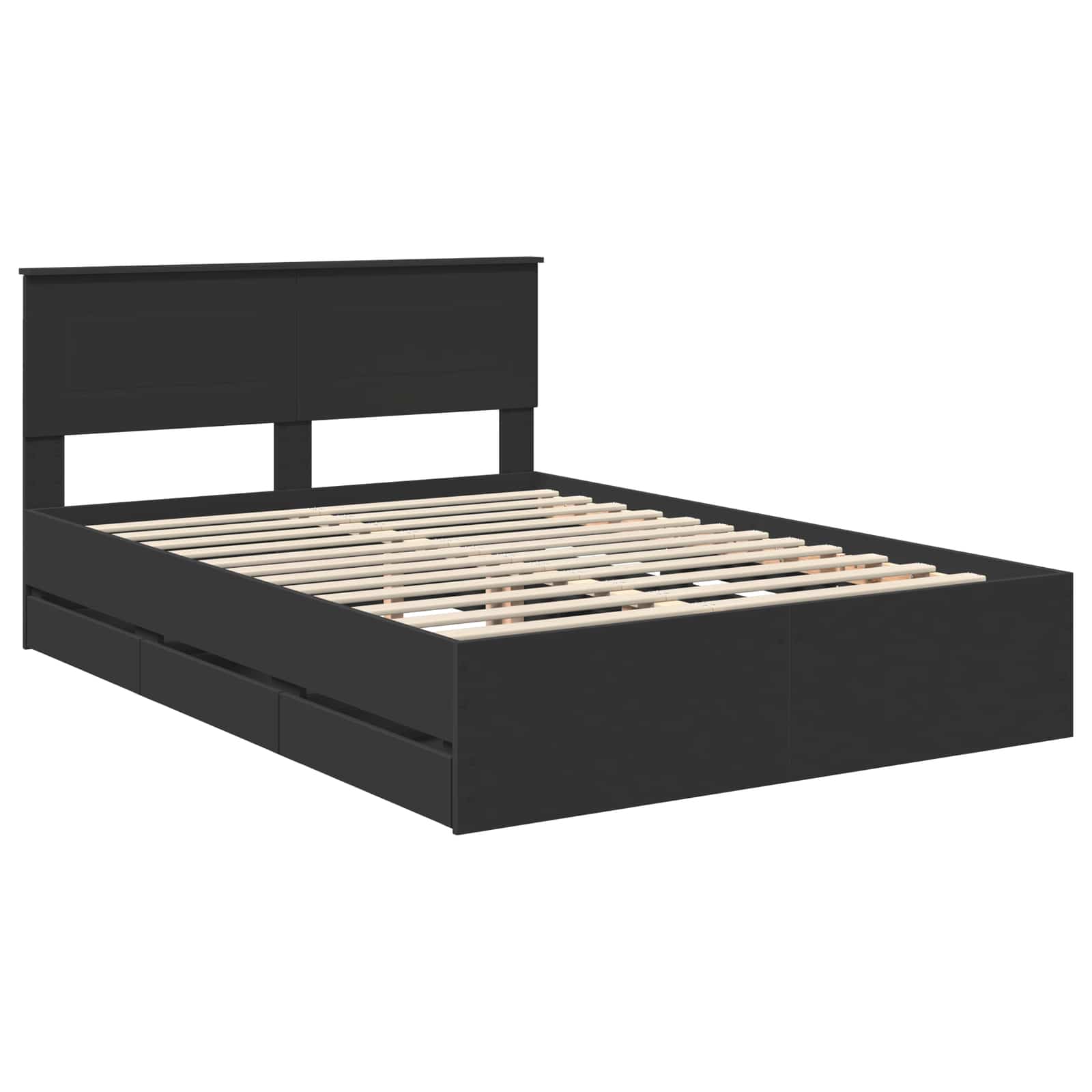 vidaXL Bed Frame with Drawer Black 140 x 200 cm Engineer Wood 4