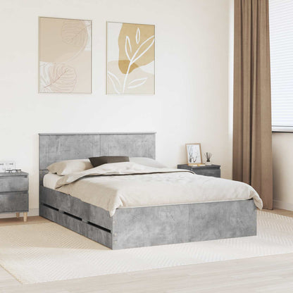 vidaXL Bed Frame with Drawer Concrete Grey 140 x 200 cm Engineer Wood 1
