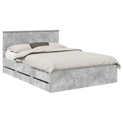 vidaXL Bed Frame with Drawer Concrete Grey 140 x 200 cm Engineer Wood 2