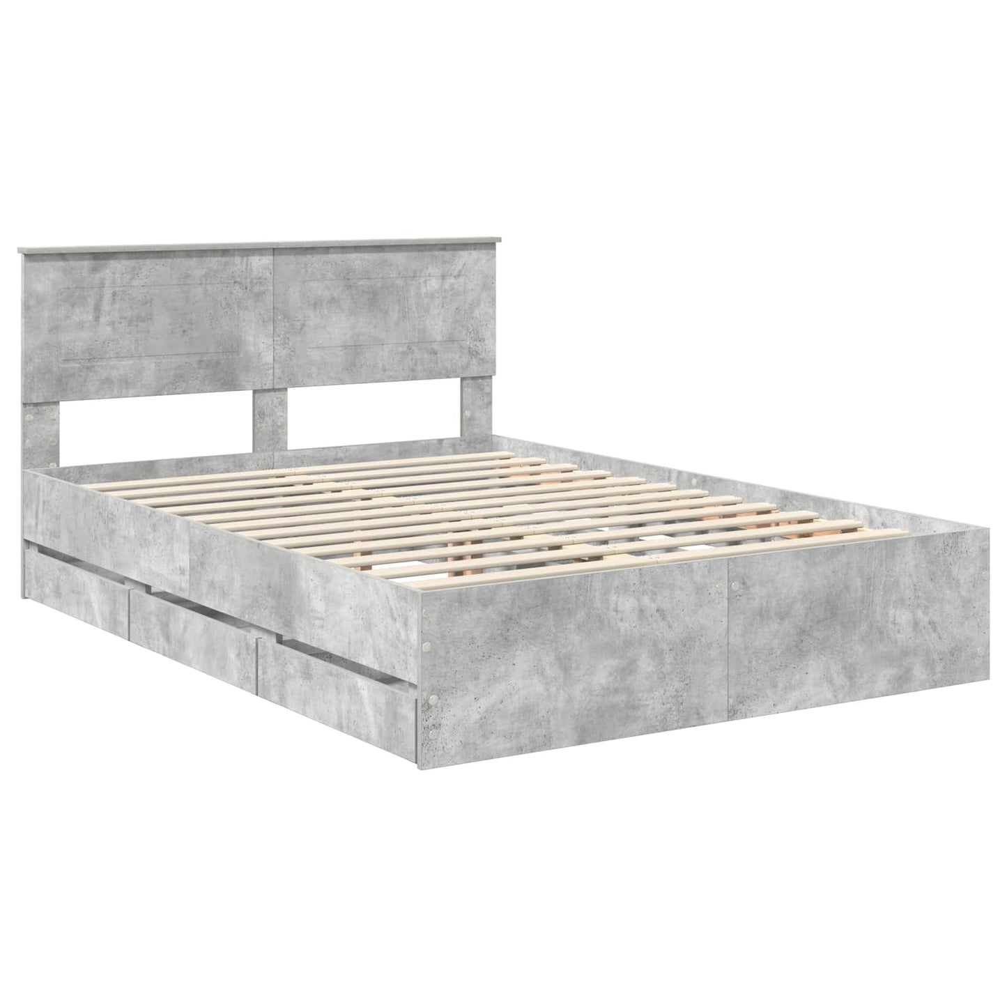 vidaXL Bed Frame with Drawer Concrete Grey 140 x 200 cm Engineer Wood 4