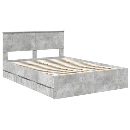 vidaXL Bed Frame with Drawer Concrete Grey 140 x 200 cm Engineer Wood 4