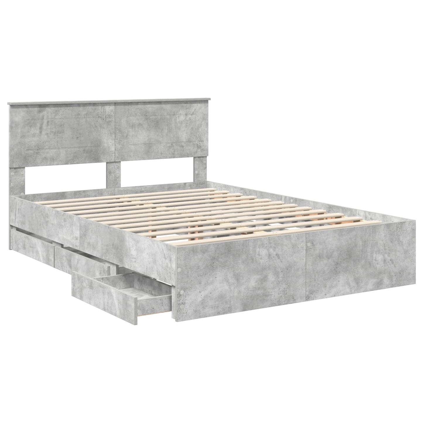 vidaXL Bed Frame with Drawer Concrete Grey 140 x 200 cm Engineer Wood 5