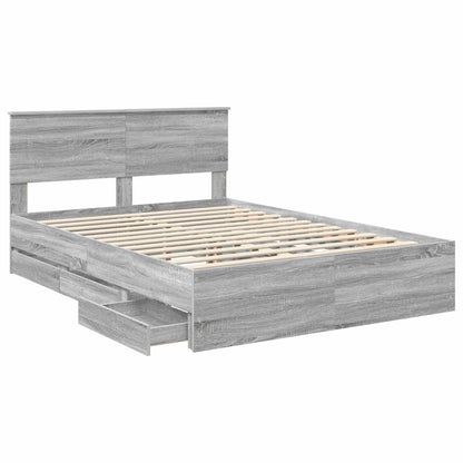 vidaXL Bed Frame with Drawer Grey Sonoma 140 x 200 cm Engineer Wood 5