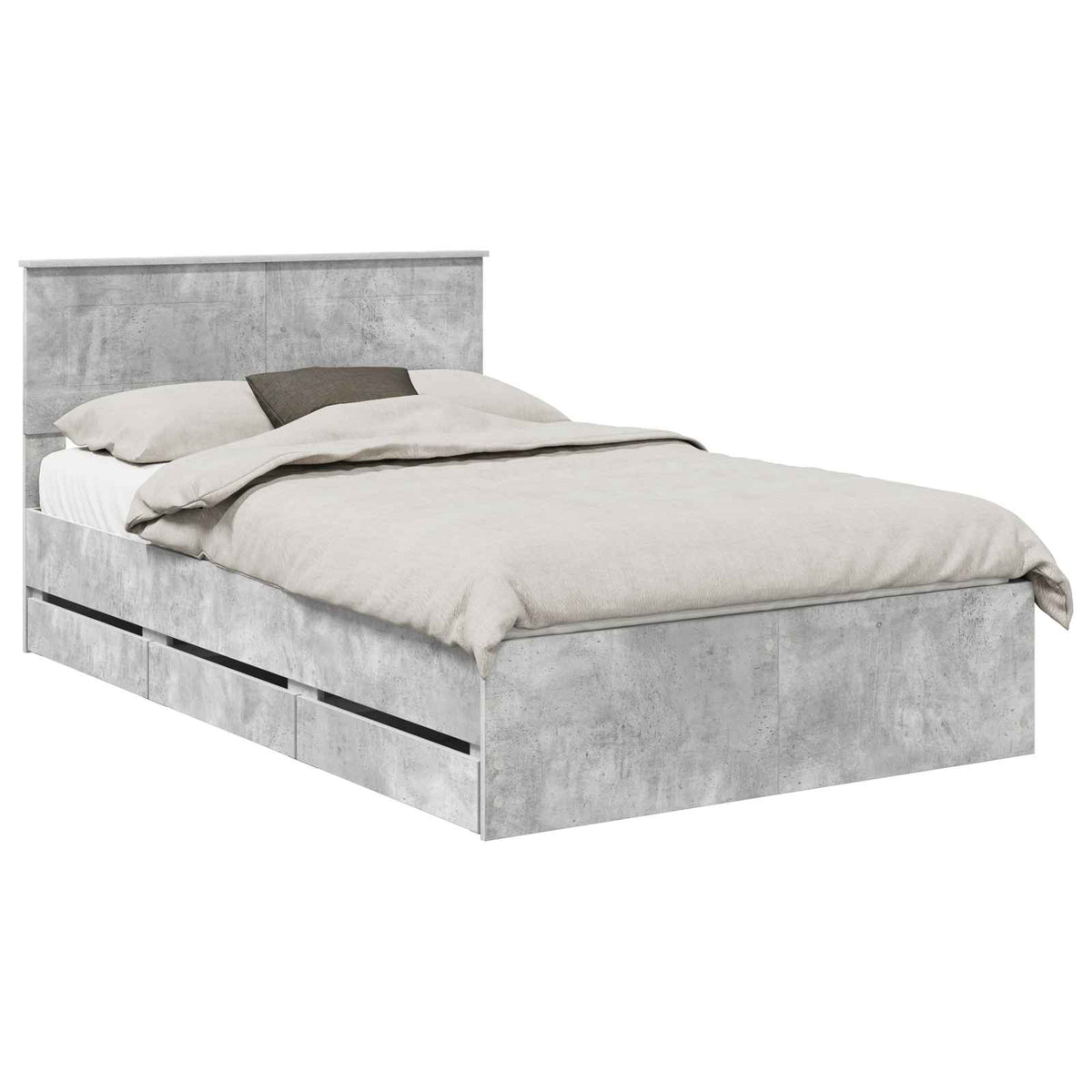vidaXL Bed Frame with Drawer Concrete Grey 135 x 190 cm Engineer Wood 2