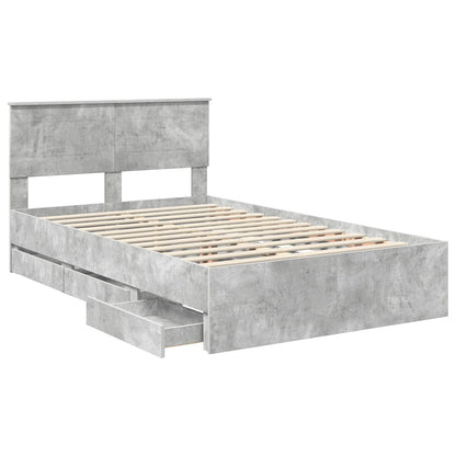 vidaXL Bed Frame with Drawer Concrete Grey 135 x 190 cm Engineer Wood 5