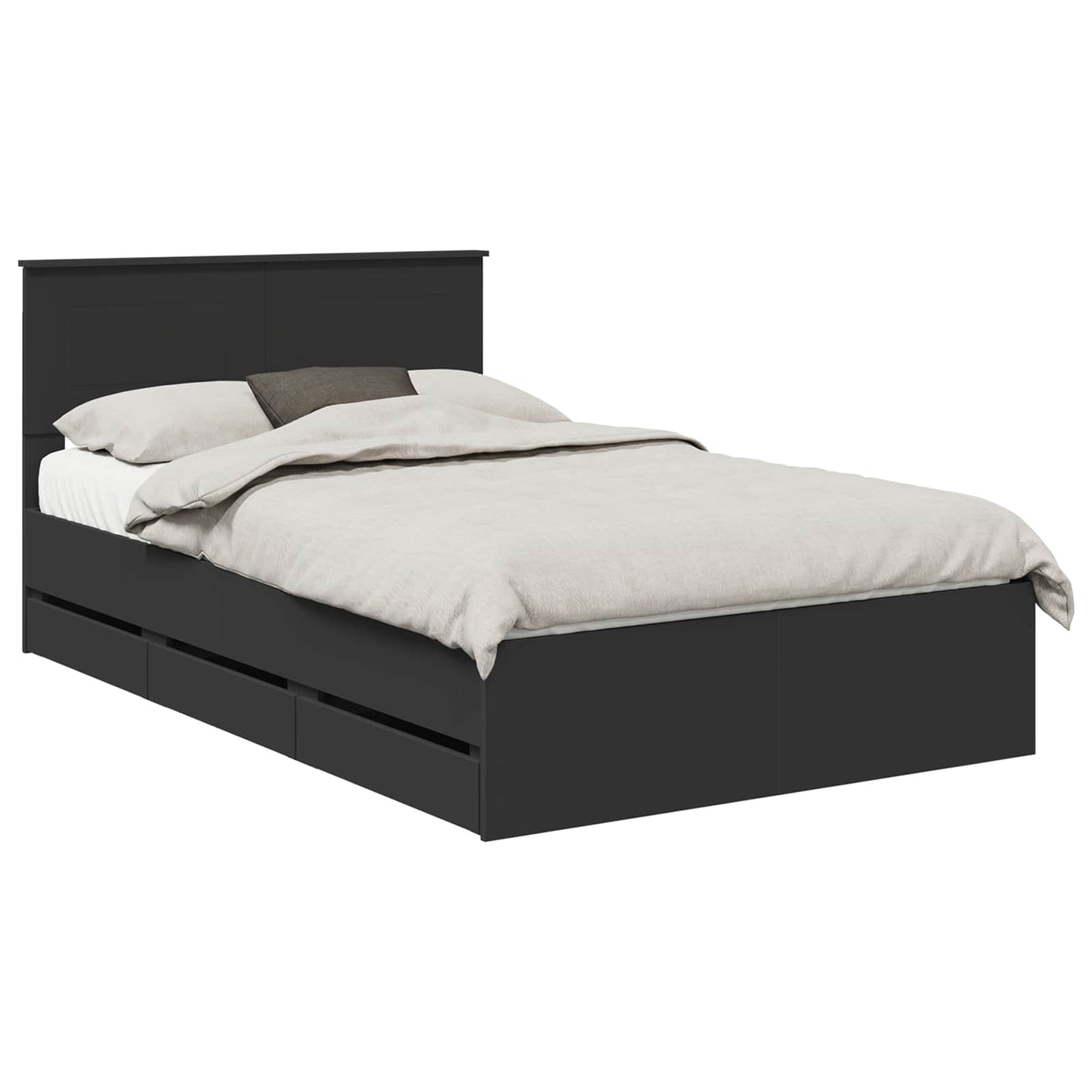 vidaXL Bed Frame with Drawer Black 120 x 190 cm Engineer Wood 2