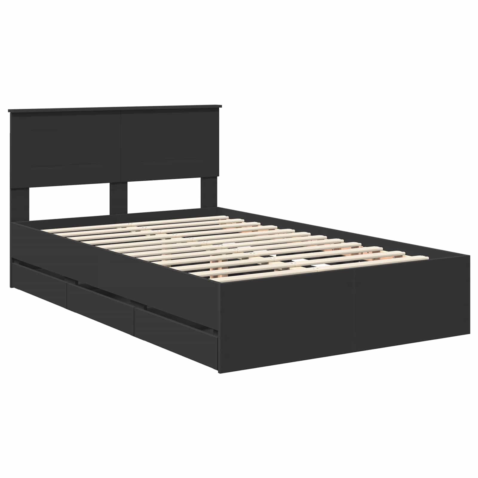 vidaXL Bed Frame with Drawer Black 120 x 190 cm Engineer Wood 4