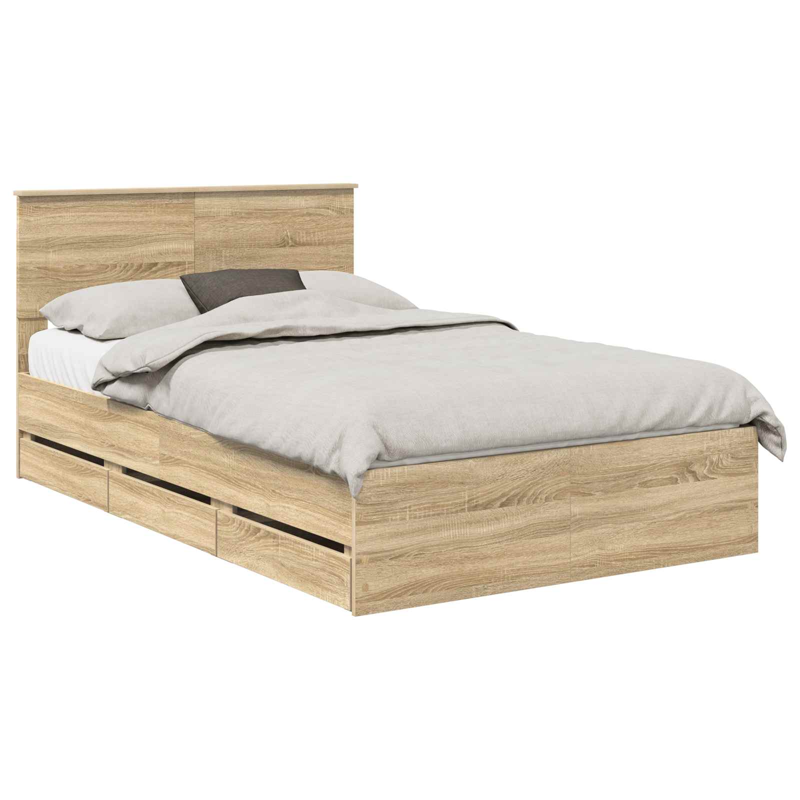 vidaXL Bed Frame with Drawer Sonoma Oak 120 x 190 cm Engineer Wood 2