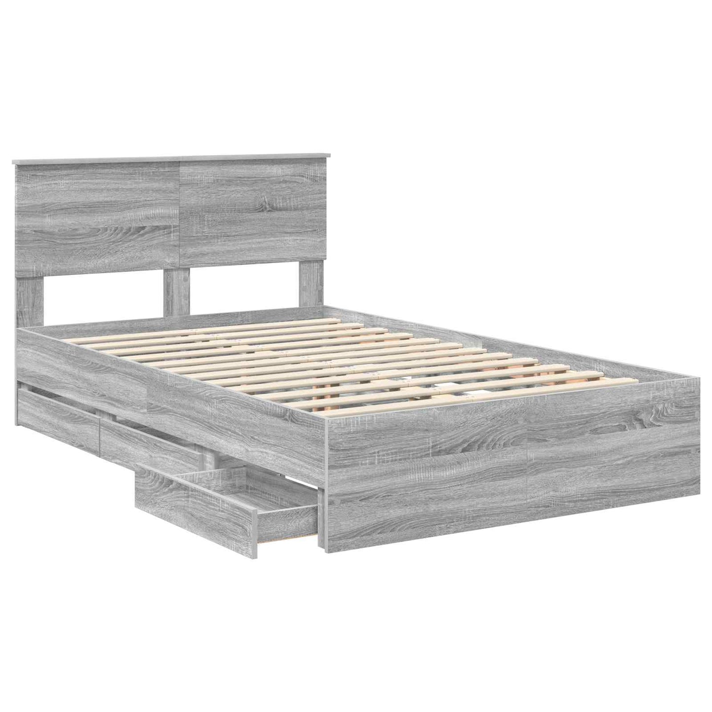 vidaXL Bed Frame with Drawer Grey Sonoma 120 x 190 cm Engineer Wood 5