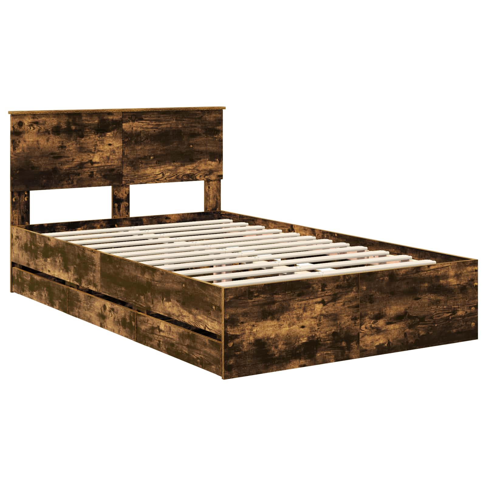 vidaXL Bed Frame with Drawer Smoked Oak 120 x 200 cm Engineer Wood 4