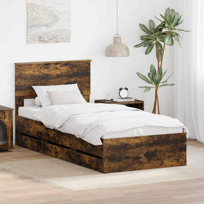 Bed Frame Drawer Engineer Wood Length Smoked Oak