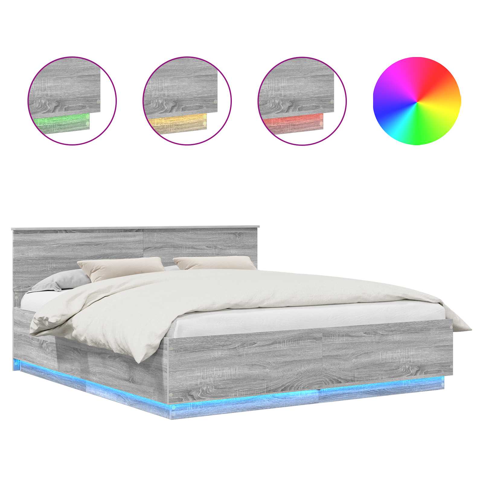 vidaXL Bed Frame Grey Sonoma 180 x 200 cm Engineered Wood 2