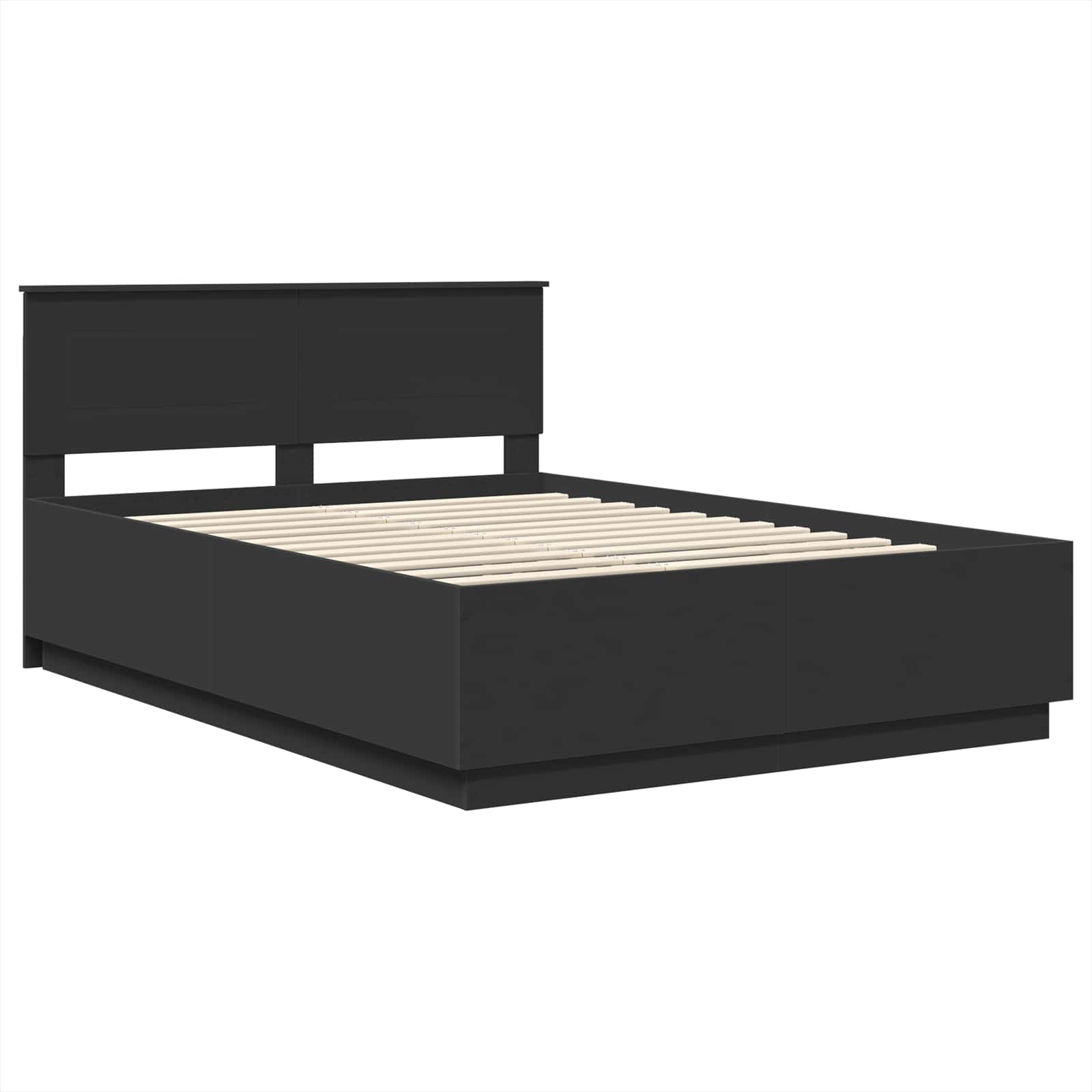 vidaXL Bed Frame with Headboard Black 150 x 200 cm Engineered Wood 5