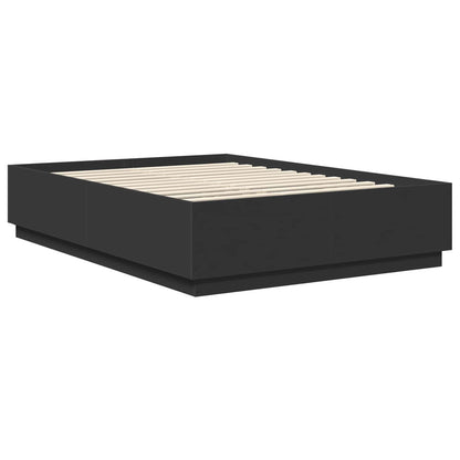 vidaXL Bed Frame with Headboard Black 150 x 200 cm Engineered Wood 6