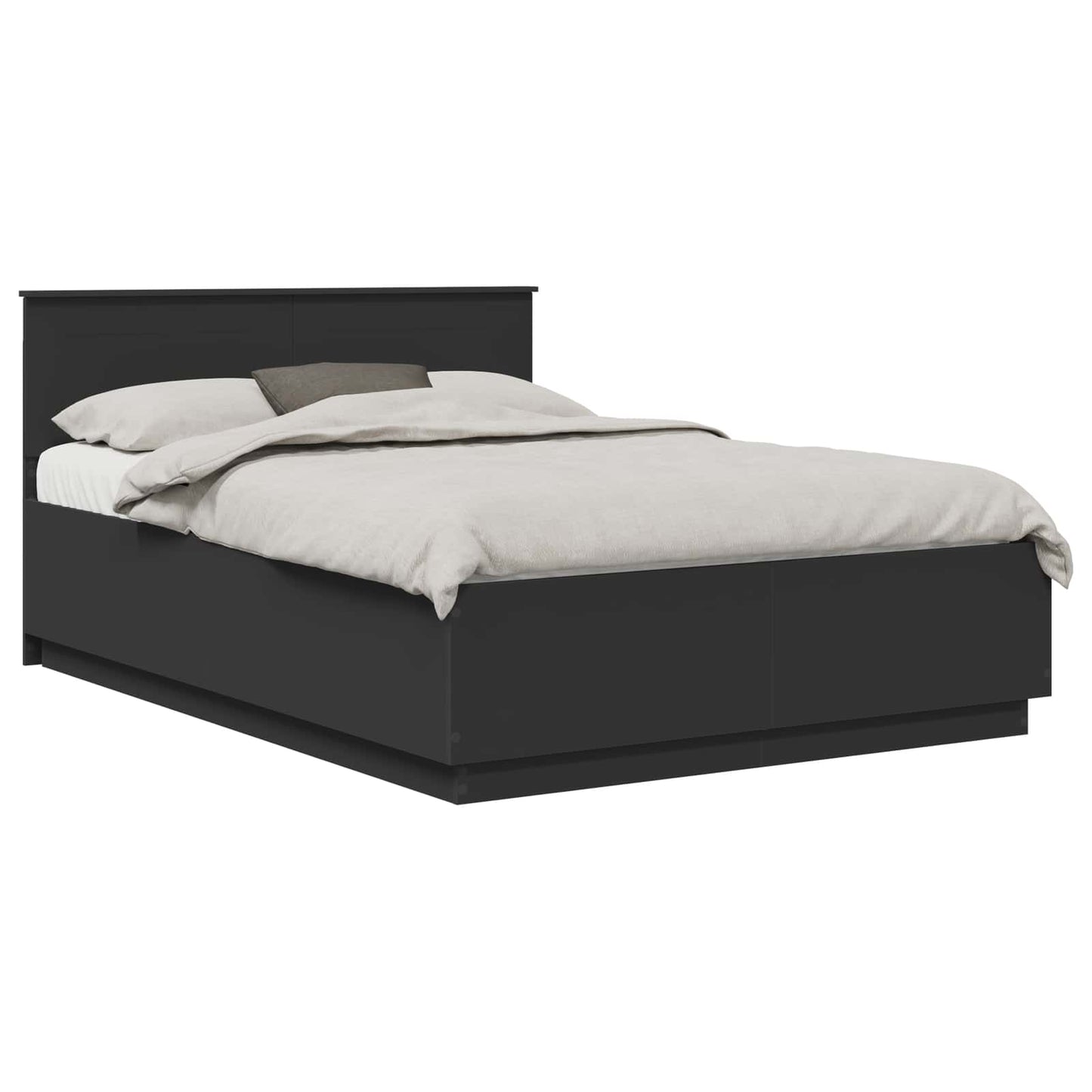 vidaXL Bed Frame with Headboard Black 150 x 200 cm Engineered Wood 3