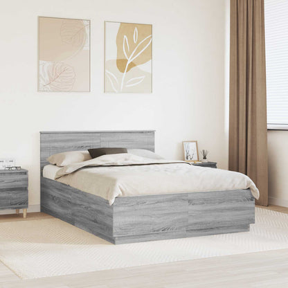 vidaXL Bed Frame Grey Sonoma 150 x 200 cm Engineered Wood 1