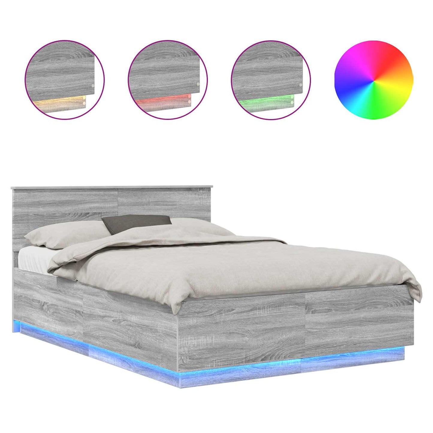 vidaXL Bed Frame Grey Sonoma 150 x 200 cm Engineered Wood 2