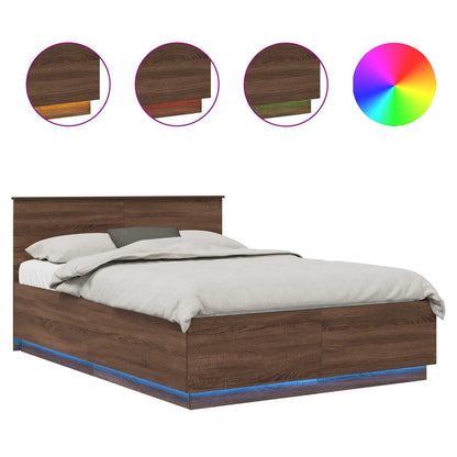 vidaXL Bed Frame with Headboard Brown Oak 150 x 200 cm Engineered Wood 2