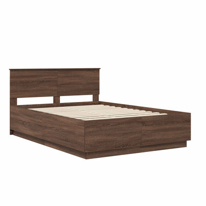 vidaXL Bed Frame with Headboard Brown Oak 150 x 200 cm Engineered Wood 5