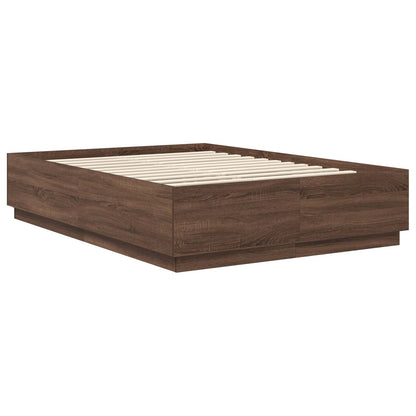vidaXL Bed Frame with Headboard Brown Oak 150 x 200 cm Engineered Wood 6
