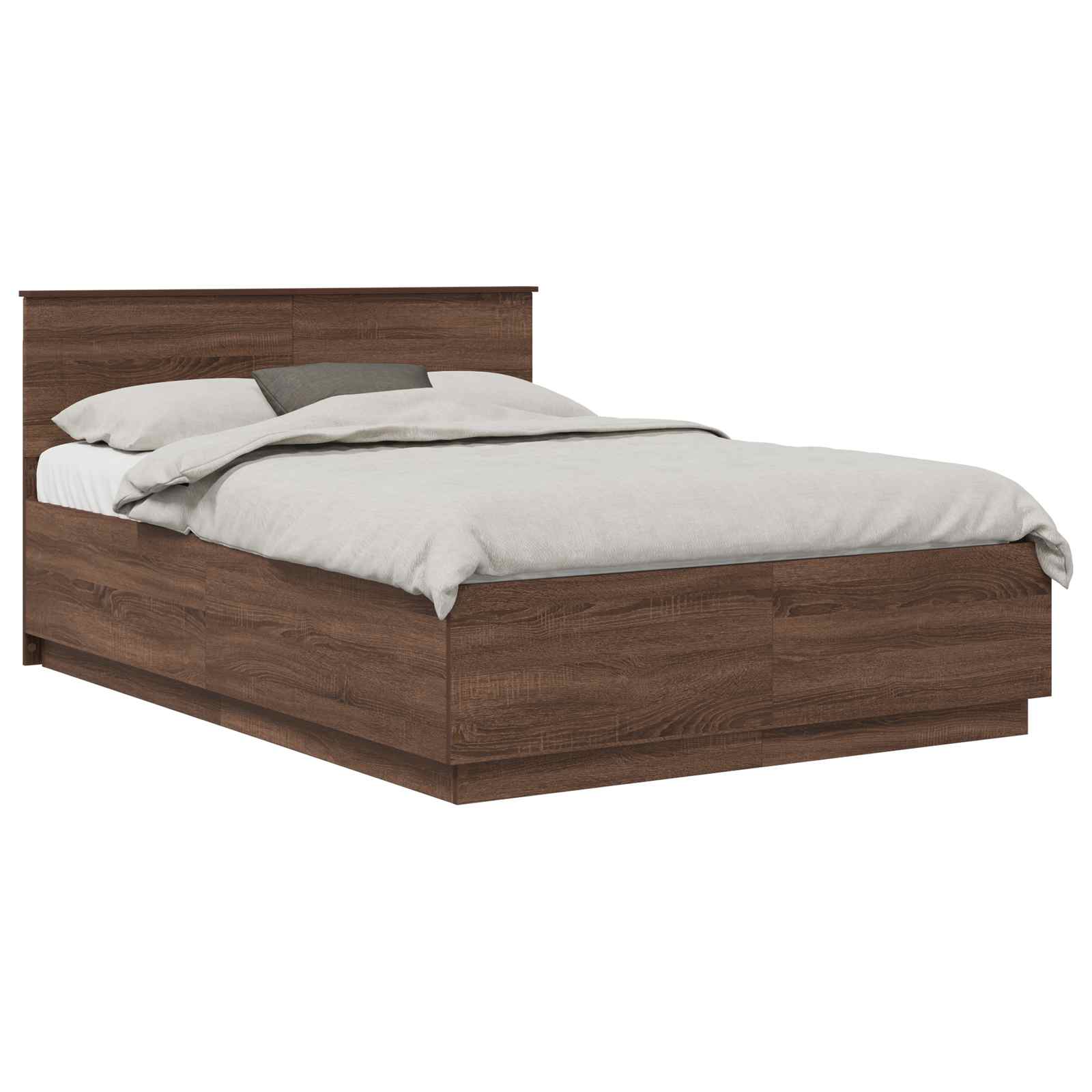vidaXL Bed Frame with Headboard Brown Oak 150 x 200 cm Engineered Wood 3