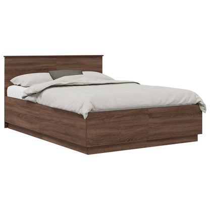 vidaXL Bed Frame with Headboard Brown Oak 150 x 200 cm Engineered Wood 3
