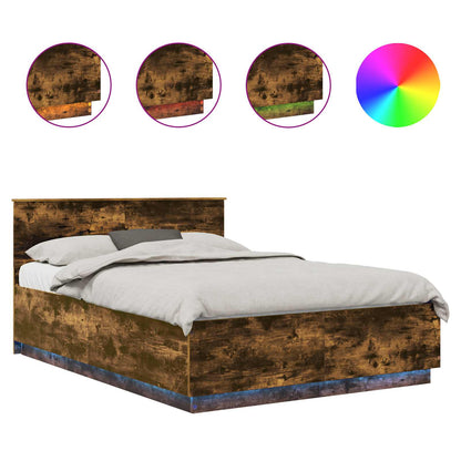 Bed Frame Engineered Wood Length 200 cm Smoked Oak 140 cm