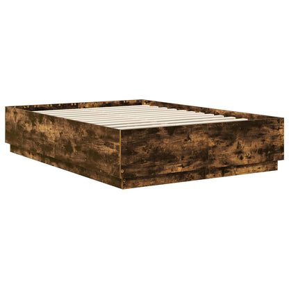 Bed Frame Engineered Wood Length 200 cm Smoked Oak 140 cm