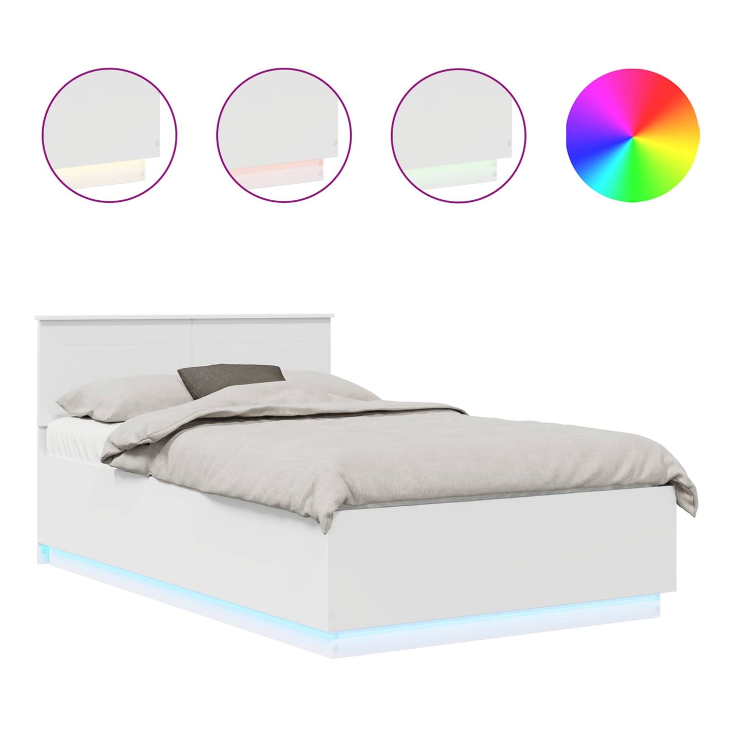vidaXL Bed Frame with Headboard White 135 x 190 cm Engineered Wood 2
