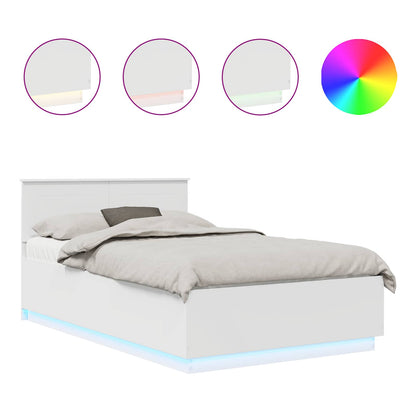 vidaXL Bed Frame with Headboard White 135 x 190 cm Engineered Wood 2