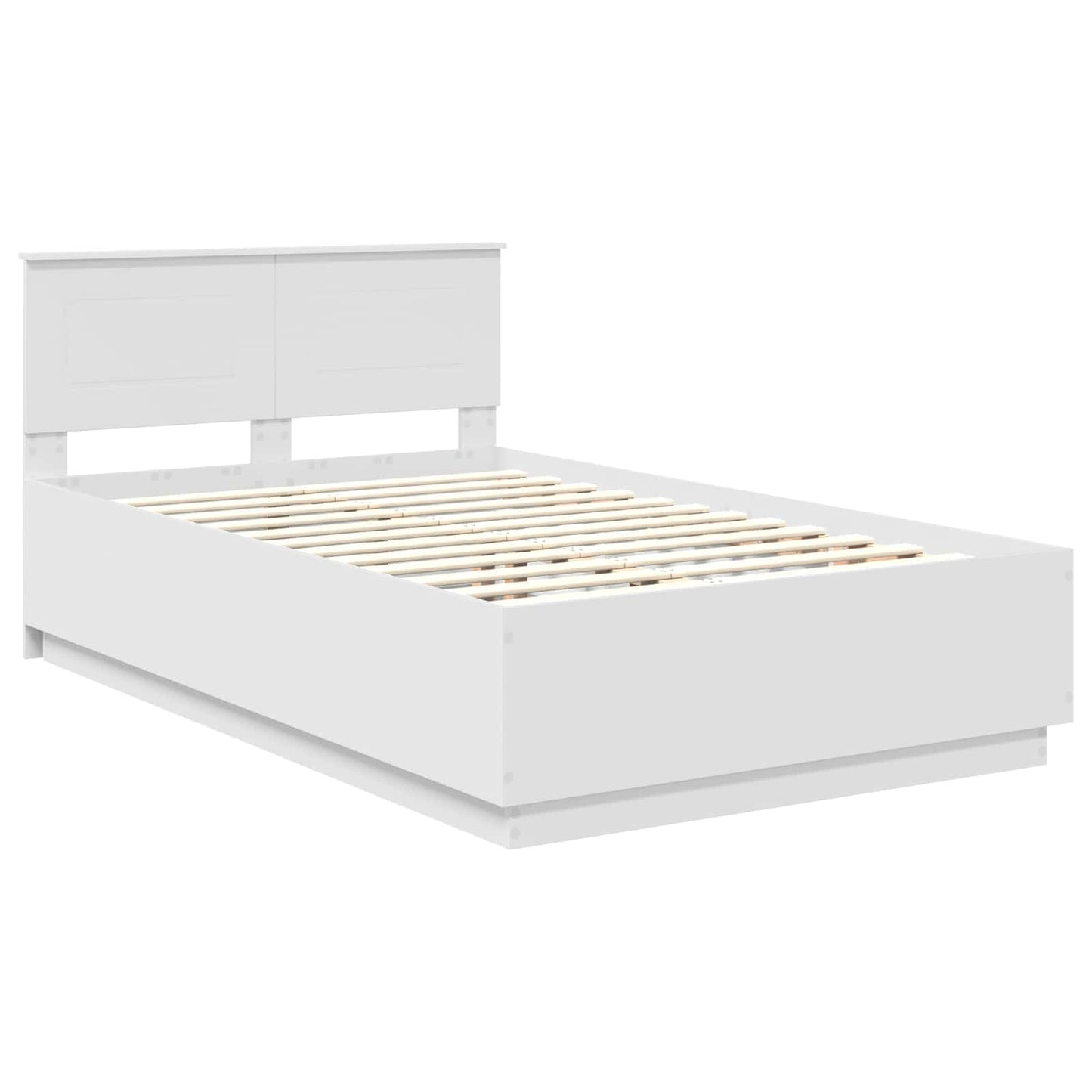 vidaXL Bed Frame with Headboard White 135 x 190 cm Engineered Wood 5