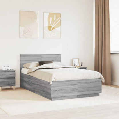 vidaXL Bed Frame Grey Sonoma 135 x 190 cm Engineered Wood 1