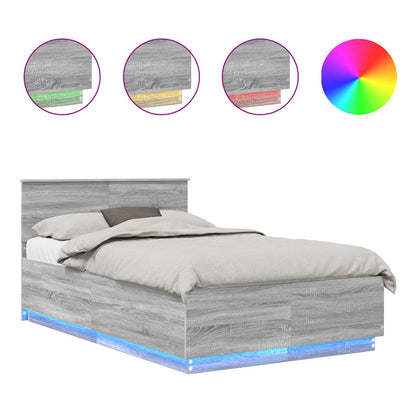 vidaXL Bed Frame Grey Sonoma 135 x 190 cm Engineered Wood 2