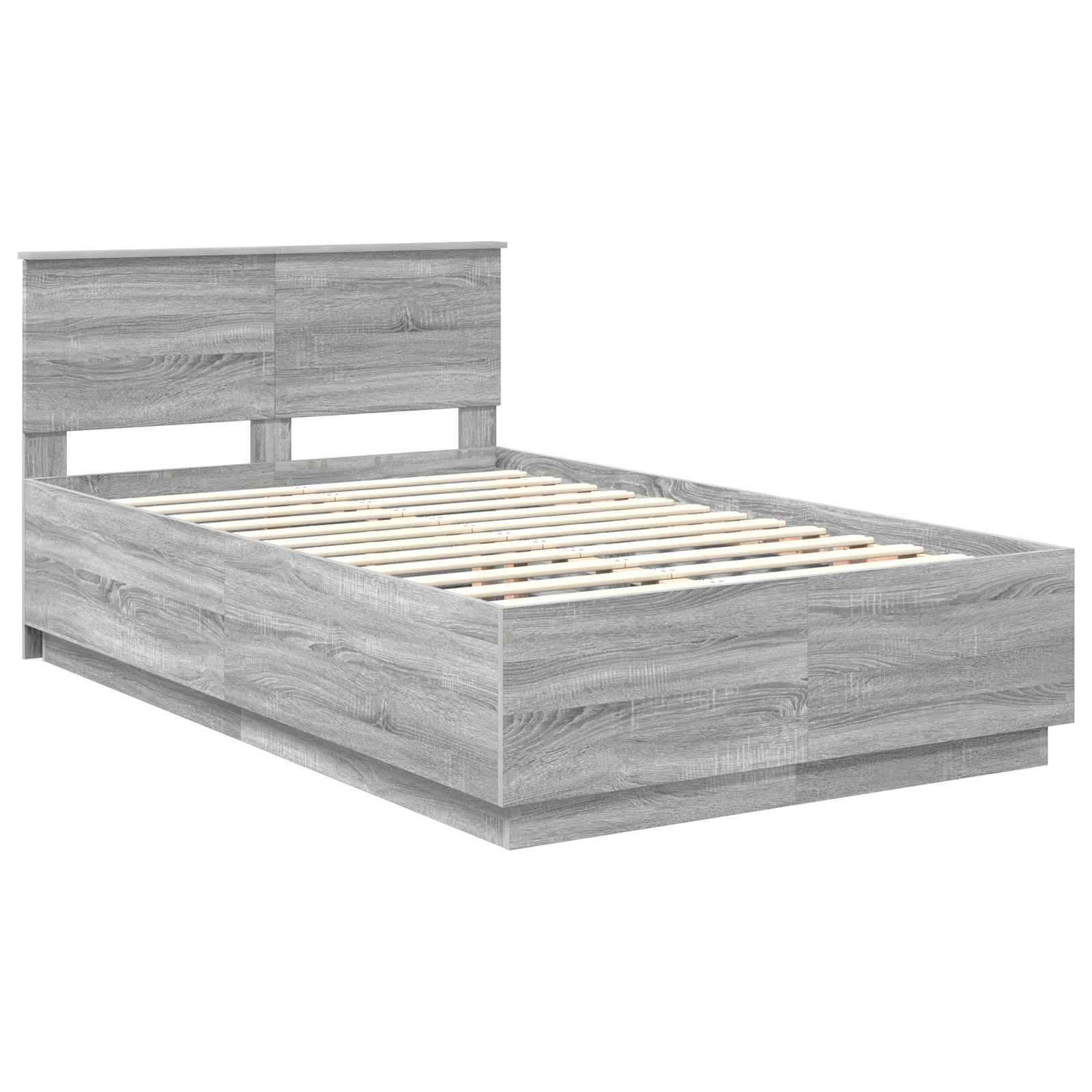 vidaXL Bed Frame Grey Sonoma 135 x 190 cm Engineered Wood 5