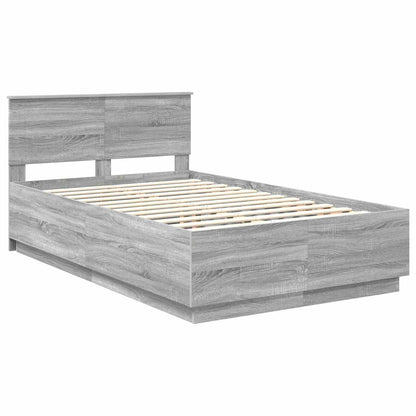 vidaXL Bed Frame Grey Sonoma 135 x 190 cm Engineered Wood 5