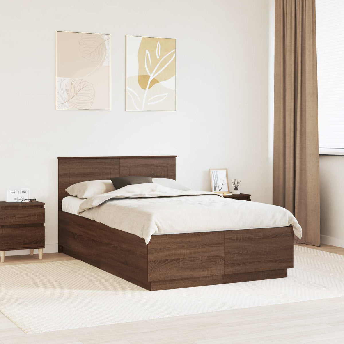 vidaXL Bed Frame 135 x 190 cm Engineered Wood Length 190 cm Width 135 cm
