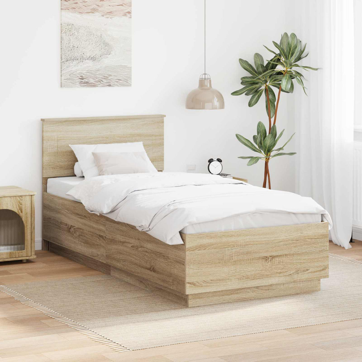 Bed Frame Engineered Wood Length 190 cm Sonoma oak 75 cm