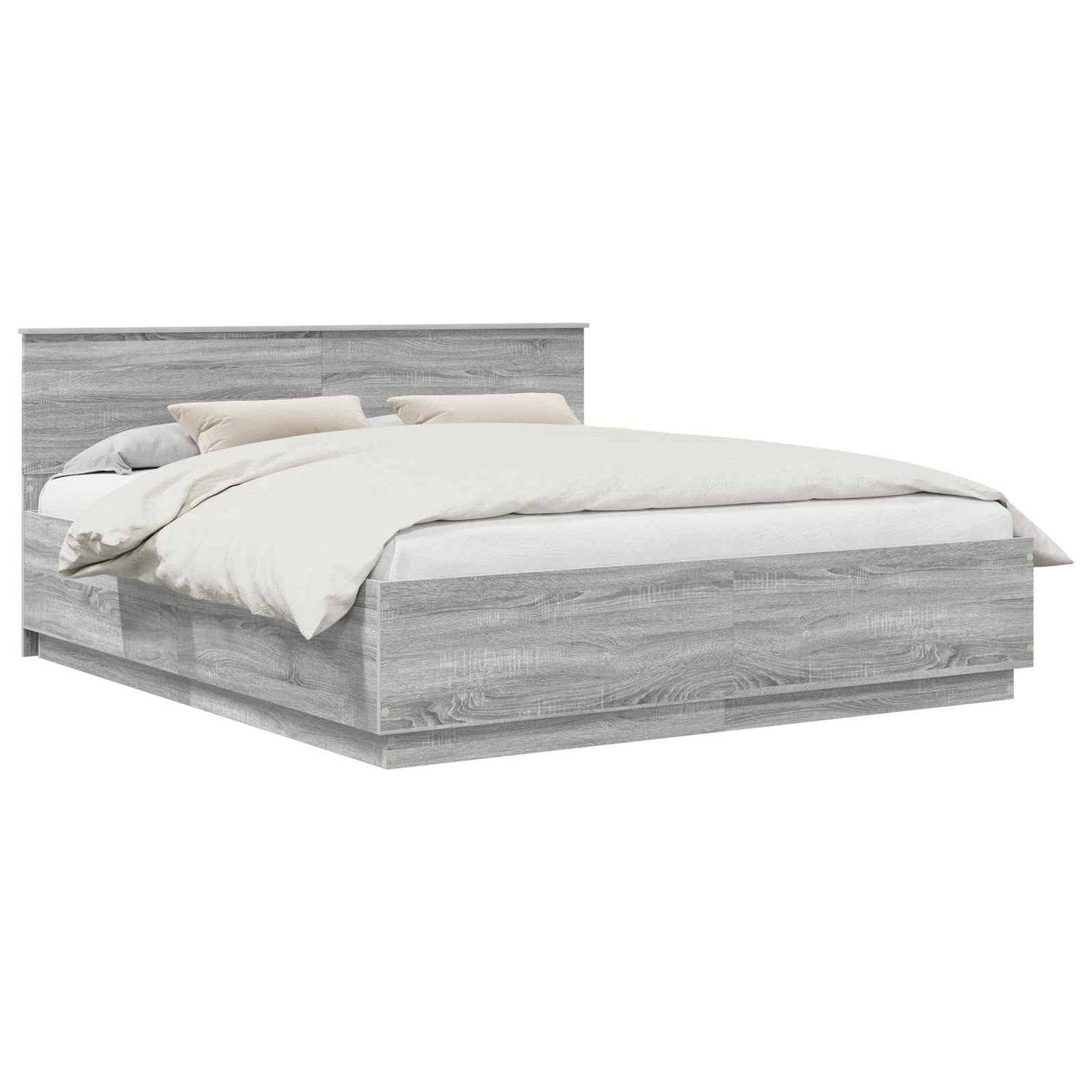 vidaXL Bed Frame Grey Sonoma 200 x 200 cm Engineered Wood 2